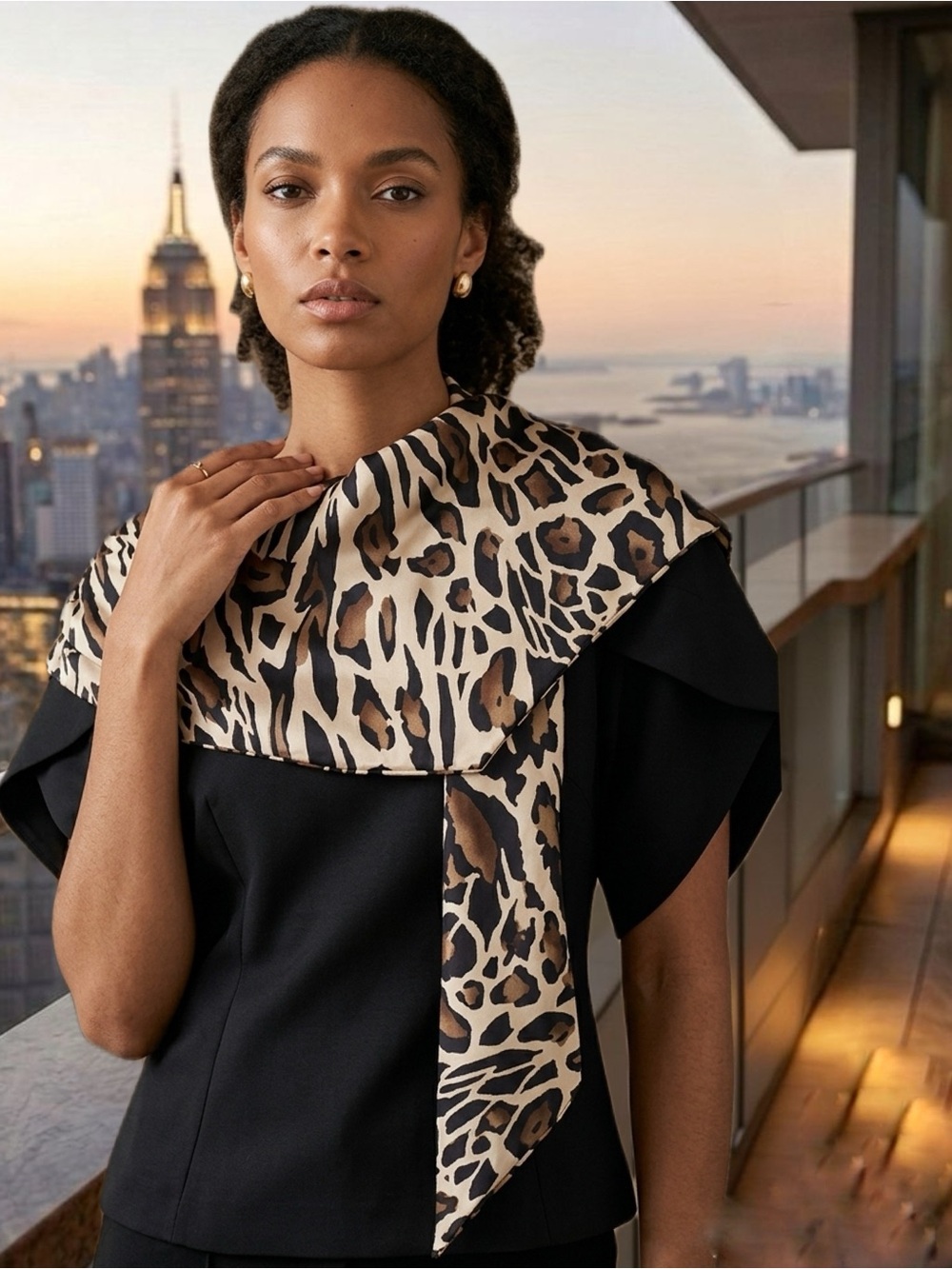 Asymmetrical Animal Print Long Scarf NWT